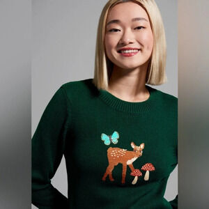 Princess Highway My Deer Darling Embroidered Sweater, GREEN / 8 (AU)/4 (US), NWT
